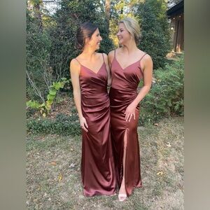 Revelry Rory Satin dress in Cinnamon Rose